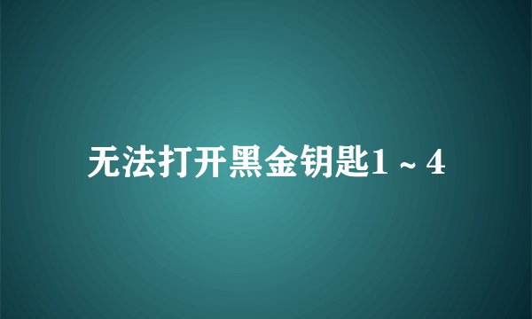 无法打开黑金钥匙1～4