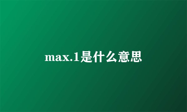 max.1是什么意思