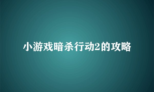 小游戏暗杀行动2的攻略