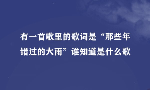 有一首歌里的歌词是“那些年错过的大雨”谁知道是什么歌
