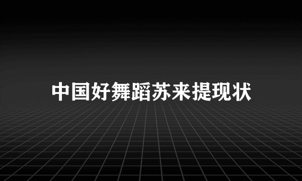 中国好舞蹈苏来提现状