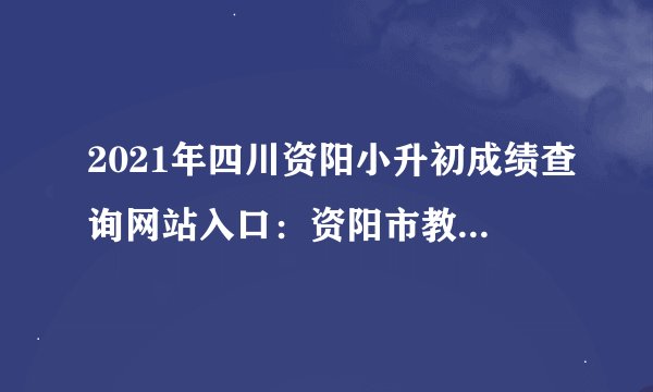 2021年四川资阳小升初成绩查询网站入口:资阳市教育体育局