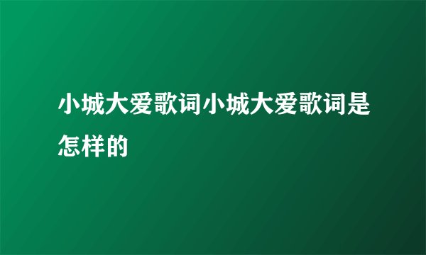 小城大爱歌词小城大爱歌词是怎样的