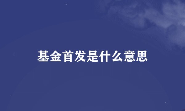 基金首发是什么意思