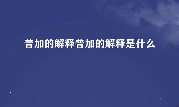 普加的解释普加的解释是什么