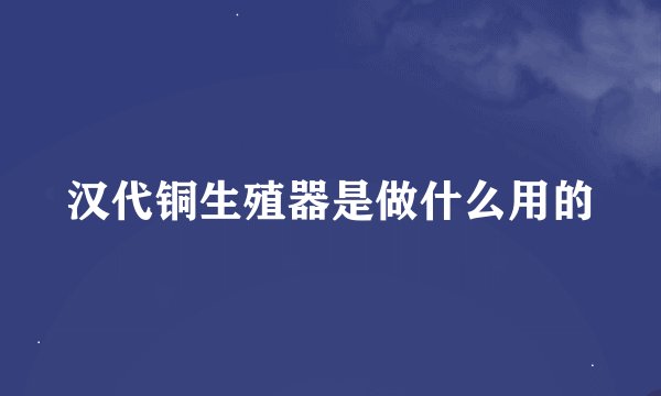 汉代铜生殖器是做什么用的