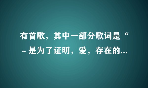 有首歌，其中一部分歌词是“～是为了证明，爱，存在的痕迹，～～最后还有句，孤单到黎明”求歌名