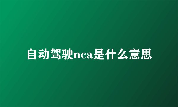 自动驾驶nca是什么意思