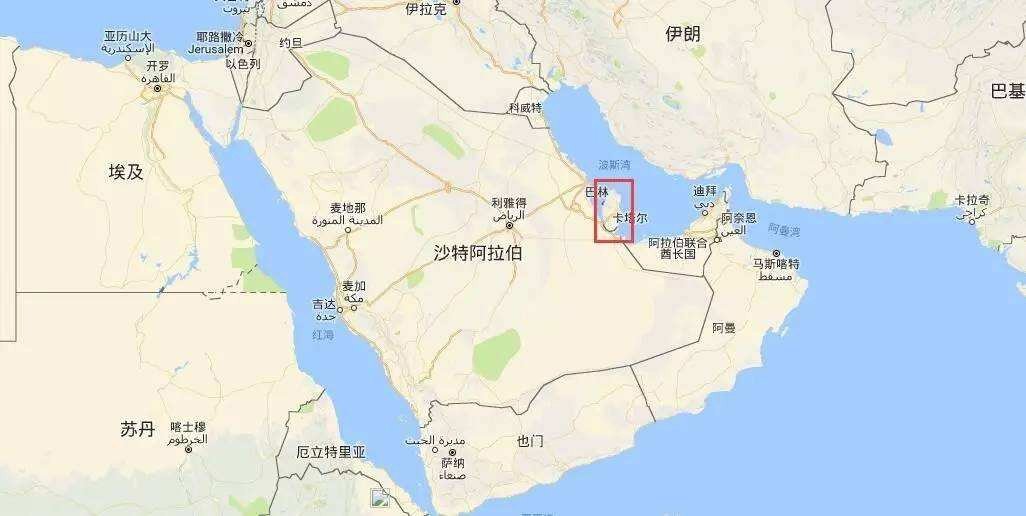 卡塔尔在世界地图上的位置