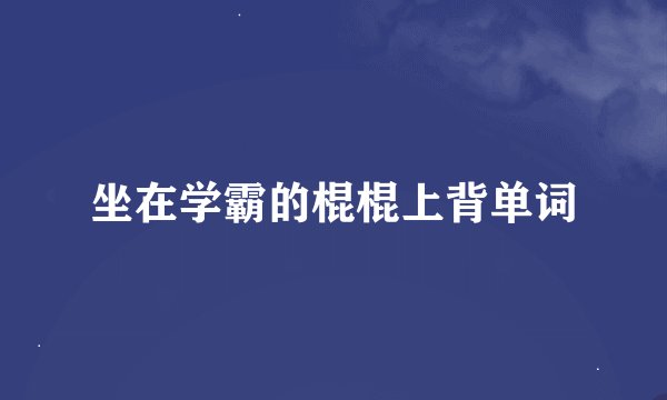 坐在学霸的棍棍上背单词