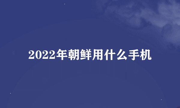 2022年朝鲜用什么手机