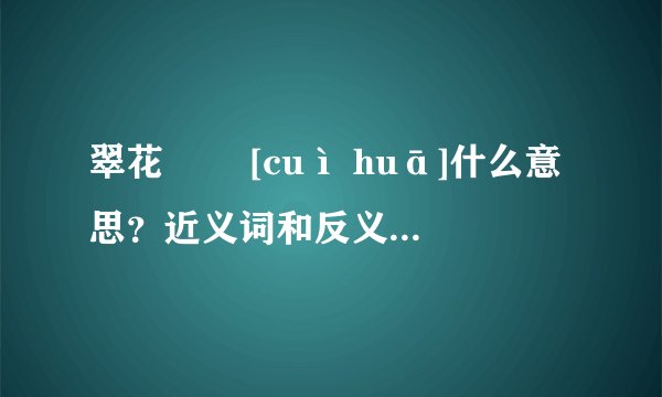 翠花   [cuì huā]什么意思？近义词和反义词是什么？英文翻译是什么？
