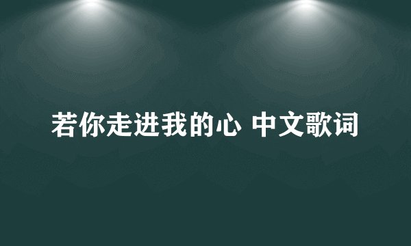若你走进我的心 中文歌词