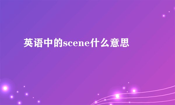 英语中的scene什么意思
