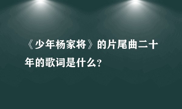 《少年杨家将》的片尾曲二十年的歌词是什么？