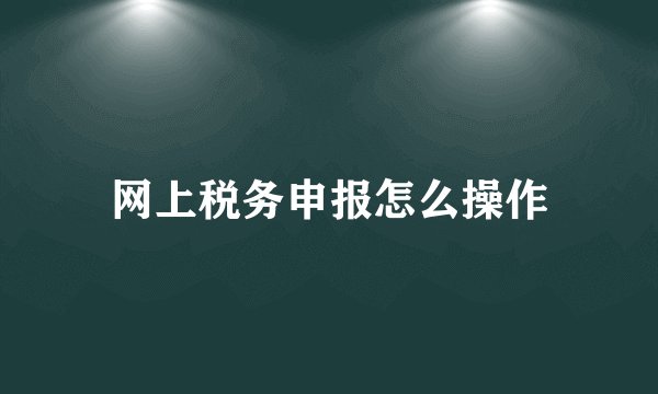 网上税务申报怎么操作