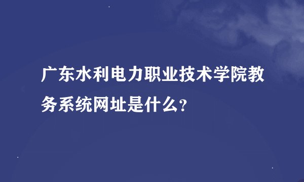 广东水利电力职业技术学院教务系统网址是什么？