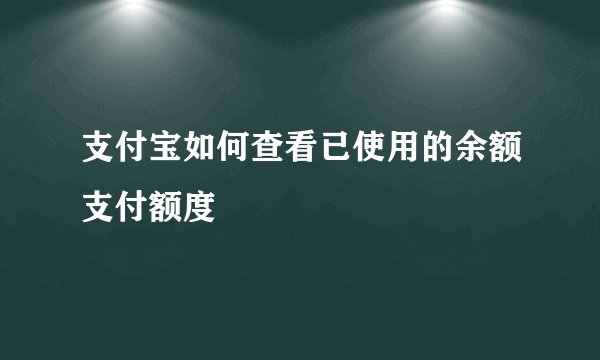 支付宝如何查看已使用的余额支付额度