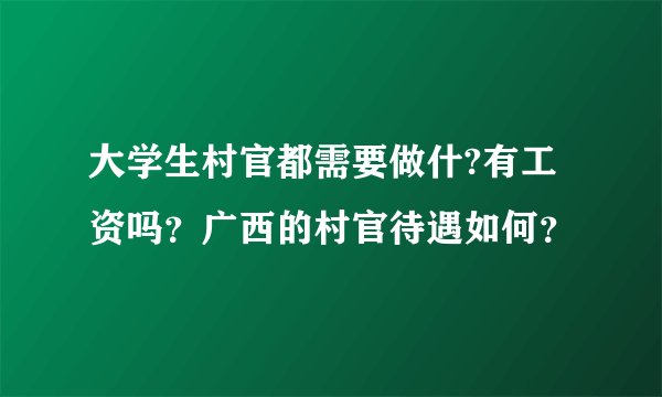 大学生村官都需要做什?有工资吗？广西的村官待遇如何？
