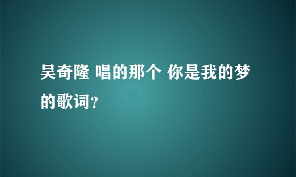 吴奇隆 唱的那个 你是我的梦的歌词？