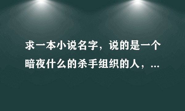 求一本小说名字，说的是一个暗夜什么的杀手组织的人，喜欢上了他师傅关着的一个美女，为了她反出杀手组织