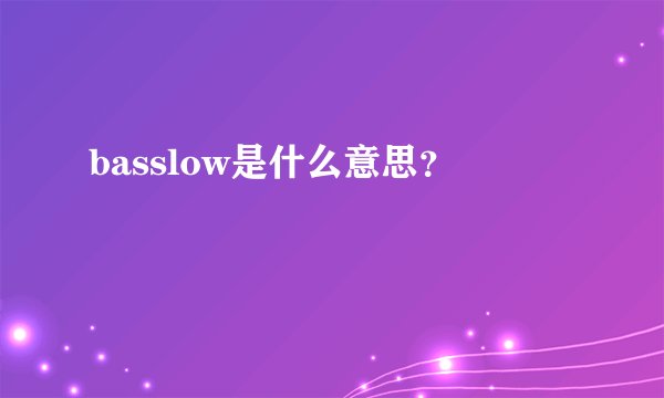 basslow是什么意思？