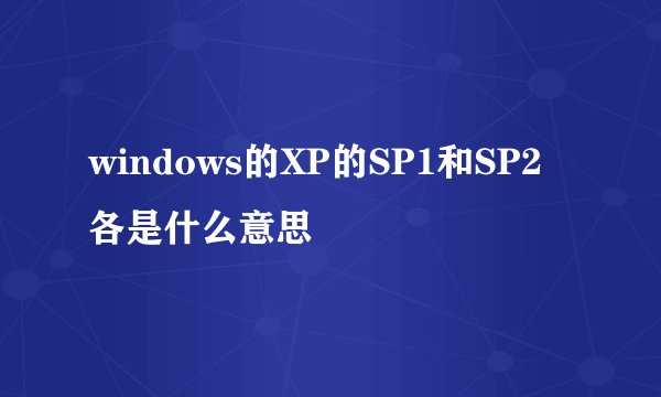 windows的XP的SP1和SP2各是什么意思
