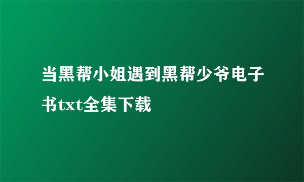当黑帮小姐遇到黑帮少爷电子书txt全集下载