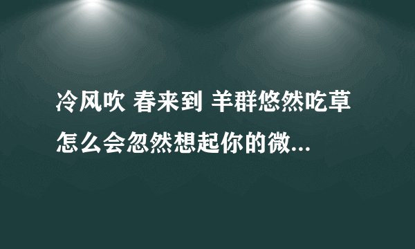 冷风吹 春来到 羊群悠然吃草 怎么会忽然想起你的微笑 天上飞着百灵鸟 马儿撒野地跑。。。 求歌名！