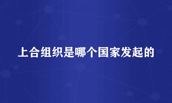 上合组织是哪个国家发起的