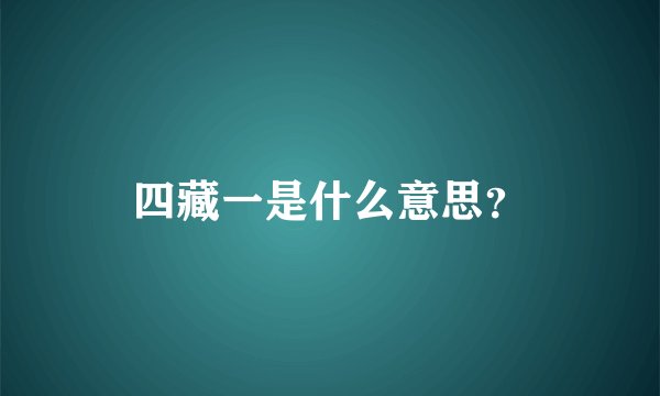 四藏一是什么意思？