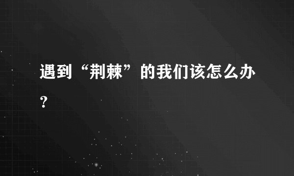 遇到“荆棘”的我们该怎么办？