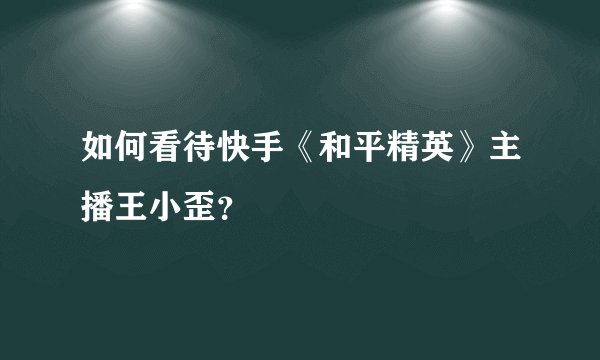 如何看待快手《和平精英》主播王小歪？
