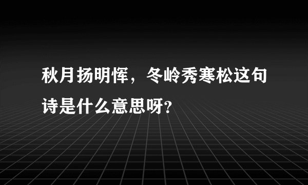 秋月扬明恽，冬岭秀寒松这句诗是什么意思呀？
