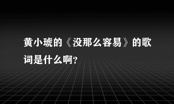 黄小琥的《没那么容易》的歌词是什么啊？