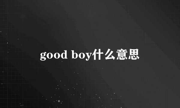good boy什么意思