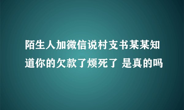 陌生人加微信说村支书某某知道你的欠款了烦死了 是真的吗