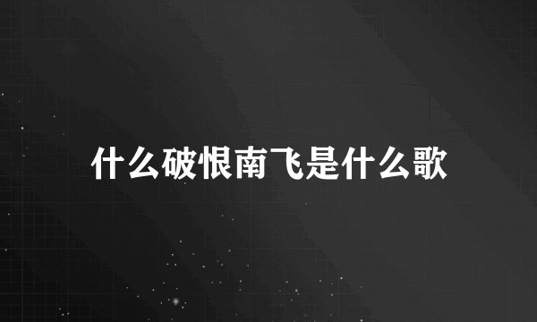 什么破恨南飞是什么歌