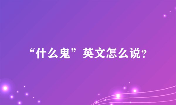 “什么鬼”英文怎么说？