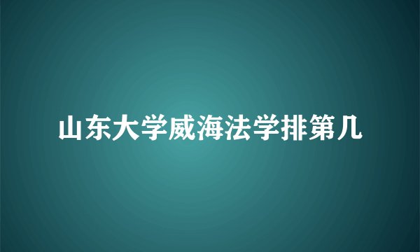 山东大学威海法学排第几