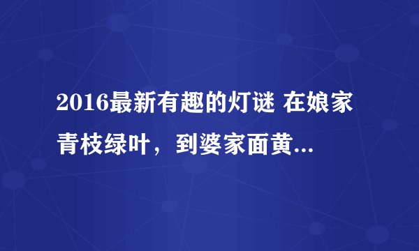 2016最新有趣的灯谜 在娘家青枝绿叶，到婆家面黄肌瘦，不提起倒也罢了，一提起泪洒江河打一物