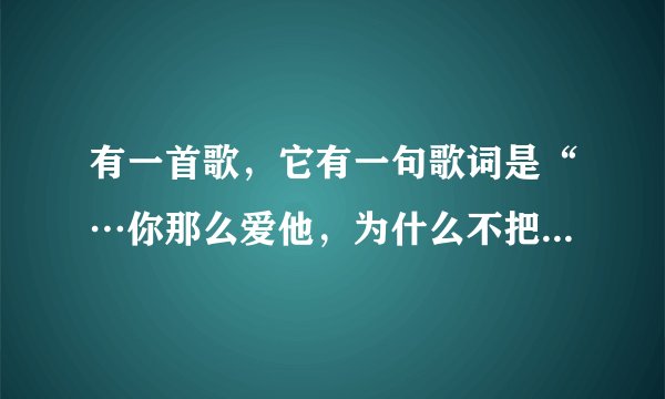 有一首歌，它有一句歌词是“…你那么爱他，为什么不把他留下…”请问是什么歌名，哪位歌手？谢啦！