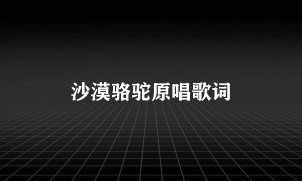 沙漠骆驼原唱歌词