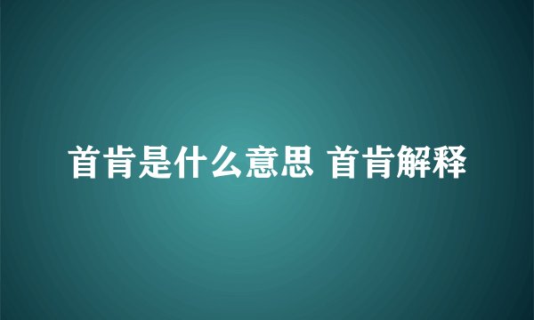 首肯是什么意思 首肯解释