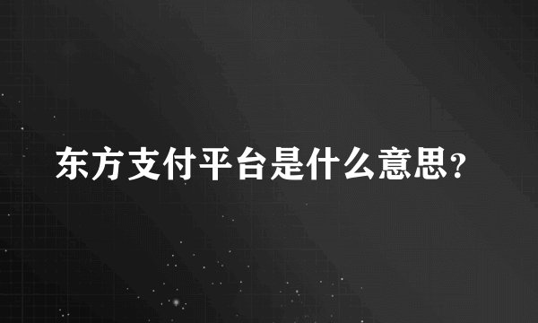 东方支付平台是什么意思？