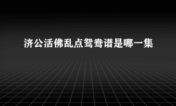 济公活佛乱点鸳鸯谱是哪一集