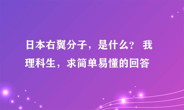 日本右翼分子，是什么？ 我理科生，求简单易懂的回答
