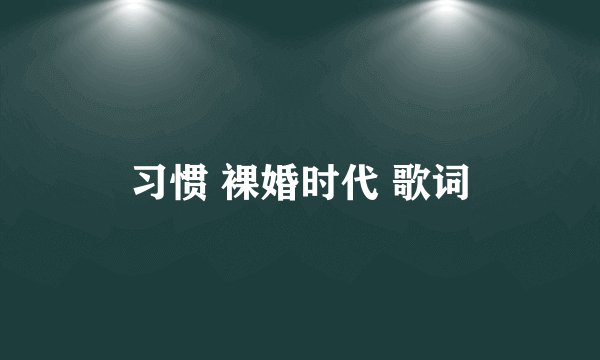 习惯 裸婚时代 歌词
