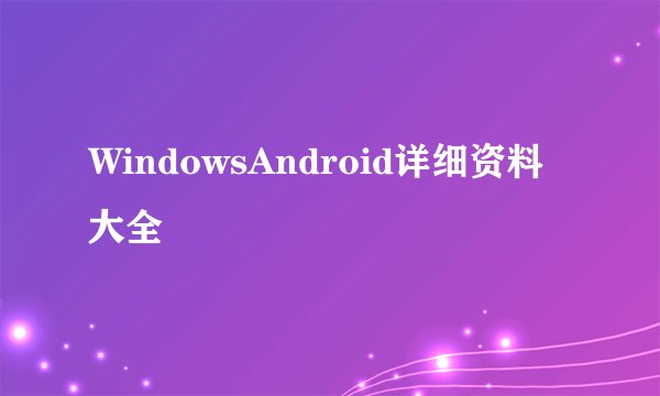 WindowsAndroid详细资料大全