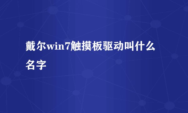 戴尔win7触摸板驱动叫什么名字